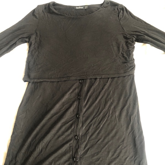 Boohoo Long Sleeve Botton Shirt Dress - Picture 2 of 2